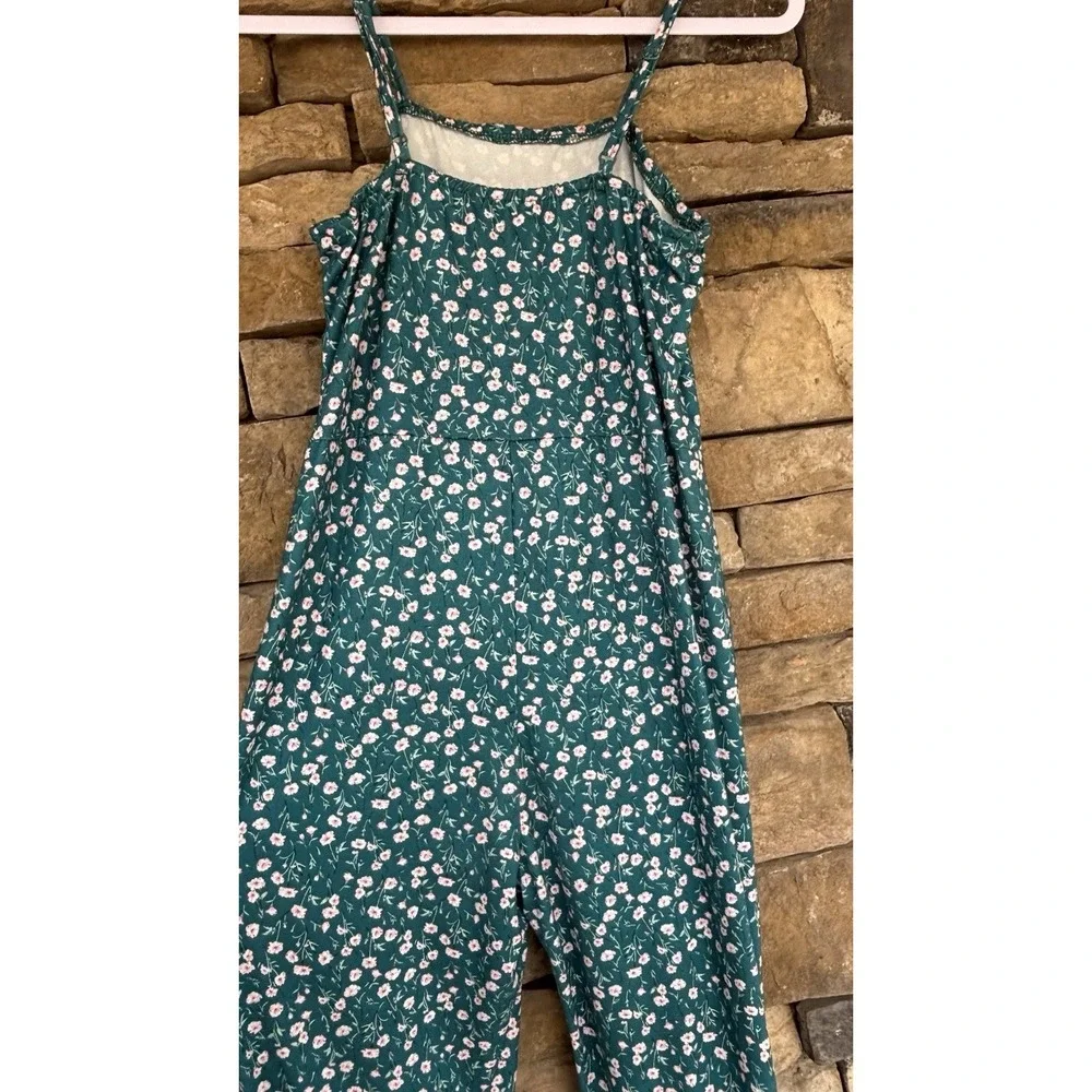 SHEIN Girls Floral Jumpsuit Bell‎ Bottom Teal Turquoise Pink Stretchy Teen 11-12